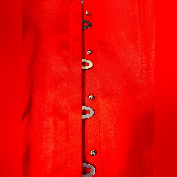 NWT MED Fiery Red Satin Corset Bustier Lace-Up Back Halloween Costume Devil Top - Picture 11 of 15